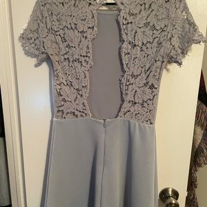 Blue backless skater dress